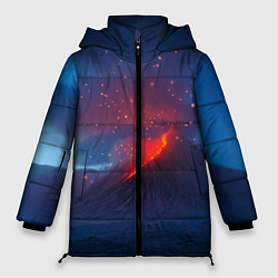 Куртка зимняя женская Извержение вулкана ночью, цвет: 3D-светло-серый
