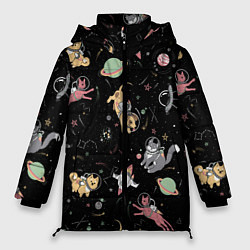 Куртка зимняя женская Космические коты, цвет: 3D-черный