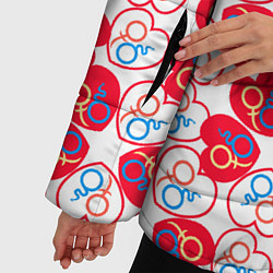 Куртка зимняя женская Любовь гендерные символы, цвет: 3D-красный — фото 2
