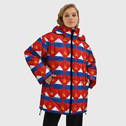 Куртка зимняя женская Флаги СССР и РФ, цвет: 3D-черный — фото 2