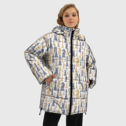Куртка зимняя женская Шахматы фигуры, цвет: 3D-светло-серый — фото 2