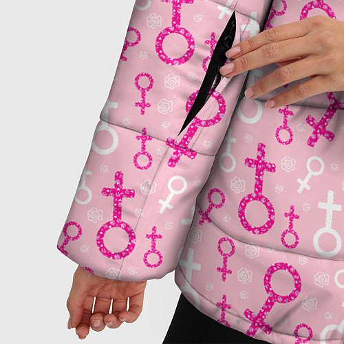 Женская зимняя куртка Гендерный Женский Знак Венеры / 3D-Светло-серый – фото 5