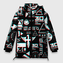 Куртка зимняя женская 30 Seconds to Mars - Glitch, цвет: 3D-красный