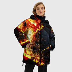 Куртка зимняя женская 3D ВЗРЫВ, ОБЛОМКИ NEON EXPLOSION, цвет: 3D-черный — фото 2