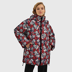 Куртка зимняя женская Skulls & roses, цвет: 3D-красный — фото 2