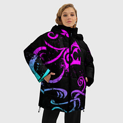 Куртка зимняя женская НЕОНОВЫЙ ДРАКЕН DRAKEN TATTOO, цвет: 3D-черный — фото 2