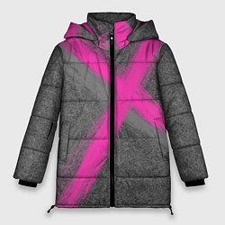 Куртка зимняя женская Коллекция Get inspired! Pink cross Абстракция Fl-4, цвет: 3D-светло-серый