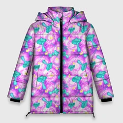 Куртка зимняя женская Волшебные Грибы - психоделика, цвет: 3D-черный