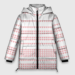 Куртка зимняя женская Фон с сердечками, цвет: 3D-черный