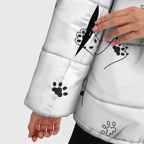 Женская зимняя куртка Паттерн - кошачьи лапки 3D / 3D-Светло-серый – фото 5