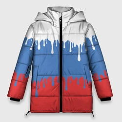 Куртка зимняя женская Флаг России потёки, цвет: 3D-красный