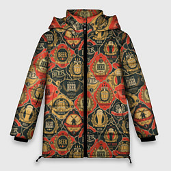 Куртка зимняя женская Пивные Этикетки, цвет: 3D-красный