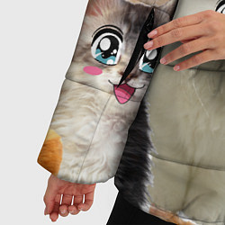 Куртка зимняя женская Много кошек с большими анимэ глазами, цвет: 3D-черный — фото 2