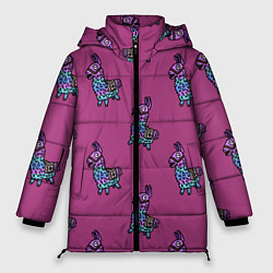Куртка зимняя женская Фортнайт лама Fortnite lama, цвет: 3D-черный