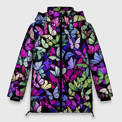 Куртка зимняя женская Витражные бабочки, цвет: 3D-светло-серый