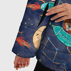 Куртка зимняя женская Звери в космосе детский паттерн, цвет: 3D-черный — фото 2
