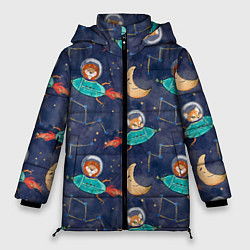 Женская зимняя куртка Звери в космосе детский паттерн