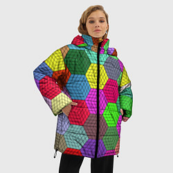 Куртка зимняя женская Геометрический узор Pattern, цвет: 3D-красный — фото 2