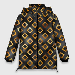 Куртка зимняя женская Ромбы золотого цвета, цвет: 3D-черный