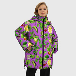 Куртка зимняя женская Фруктовый микс паттерн, цвет: 3D-светло-серый — фото 2