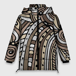 Куртка зимняя женская Абстрактный геометрический рисунок от руки Волны,, цвет: 3D-светло-серый