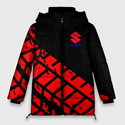 Куртка зимняя женская SUZUKI следы шин, цвет: 3D-красный