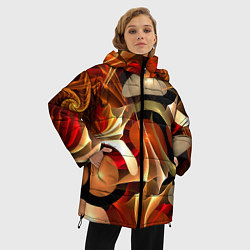 Куртка зимняя женская Абстрактные цифровые спирали, цвет: 3D-черный — фото 2