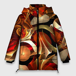 Куртка зимняя женская Абстрактные цифровые спирали, цвет: 3D-светло-серый