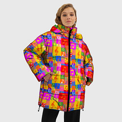 Куртка зимняя женская Красочные Музыкальные Ноты, цвет: 3D-красный — фото 2