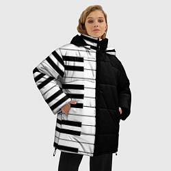 Куртка зимняя женская Черно-Белое Пианино Piano, цвет: 3D-черный — фото 2