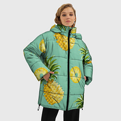 Куртка зимняя женская Большие ананасы, цвет: 3D-светло-серый — фото 2