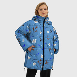 Куртка зимняя женская Цветочки мелкие, цвет: 3D-красный — фото 2