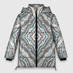 Куртка зимняя женская Абстракция Узор голубого цвета, цвет: 3D-черный