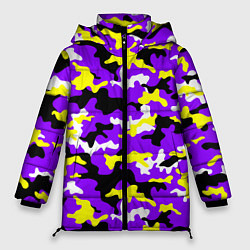 Куртка зимняя женская Камуфляж Фиолетово-Жёлтый, цвет: 3D-черный