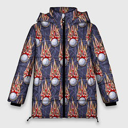 Куртка зимняя женская Волейбольные мячи в огне, цвет: 3D-светло-серый