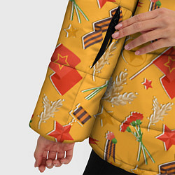 Куртка зимняя женская Георгиевская ленточка, Вечный огонь, цветок, медал, цвет: 3D-светло-серый — фото 2