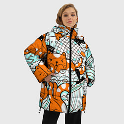 Куртка зимняя женская УДИВИТЕЛЬНЫЕ КОШКИ, цвет: 3D-светло-серый — фото 2