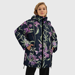 Куртка зимняя женская Цветы Фиолетовые, цвет: 3D-светло-серый — фото 2