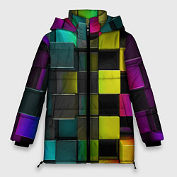 Куртка зимняя женская Colored Geometric 3D pattern, цвет: 3D-черный