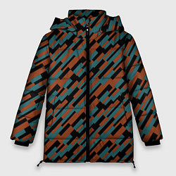 Куртка зимняя женская Разноцветные прямоугольники абстракция, цвет: 3D-черный