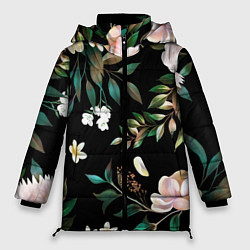Куртка зимняя женская Цветы Полуночный Сад, цвет: 3D-светло-серый