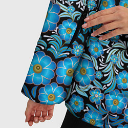 Куртка зимняя женская Поле синих цветов, цвет: 3D-черный — фото 2