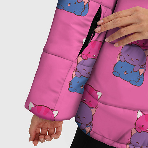 Женская зимняя куртка Котики светофоры / 3D-Светло-серый – фото 5