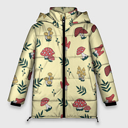 Куртка зимняя женская Mushroom, грибы- грибочки, цвет: 3D-черный