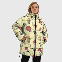 Куртка зимняя женская Mushroom, грибы- грибочки, цвет: 3D-черный — фото 2