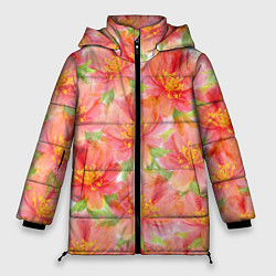Куртка зимняя женская Необычные цветы, цвет: 3D-светло-серый