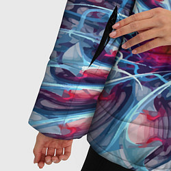Куртка зимняя женская Абстрактный экспрессивный красочный паттерн Abstra, цвет: 3D-красный — фото 2
