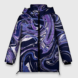 Куртка зимняя женская Фиолетовая магия Абстракция с мраморными разводами, цвет: 3D-светло-серый