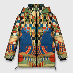 Куртка зимняя женская Египетский орнамент, цвет: 3D-светло-серый