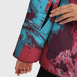 Куртка зимняя женская Абстрактный ,графический рисунок, красного и синег, цвет: 3D-красный — фото 2
